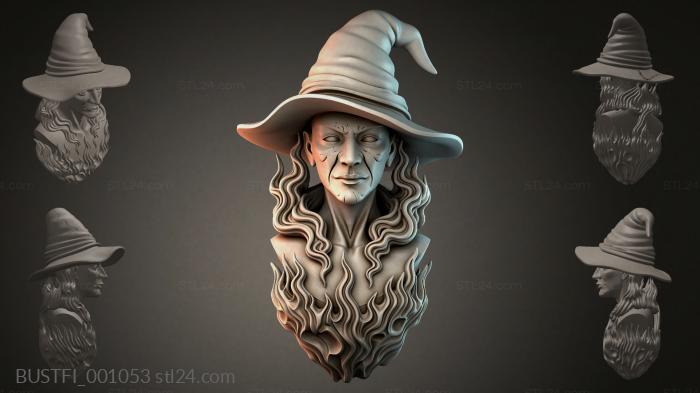 Bust of a witch in a hat 3d STL model