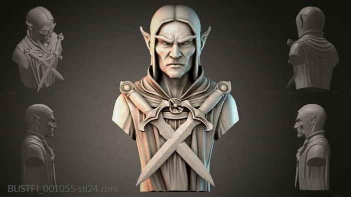 Elf warrior bust 3d STL model