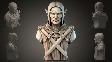 Fantasy busts Elf warrior bust 3d model