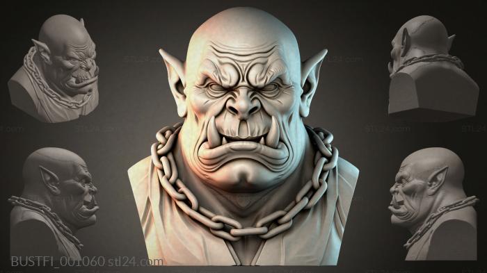 Orc bust with chain 3d STL model