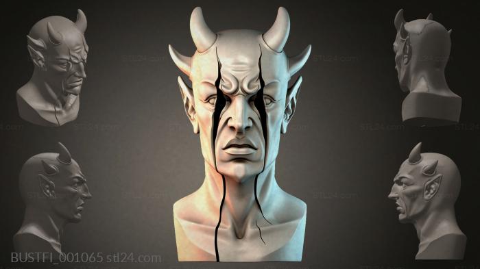 Demon bust with horns 3d STL model