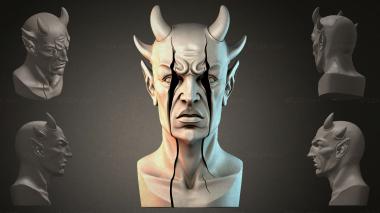 Fantasy busts Demon bust with horns 3d model