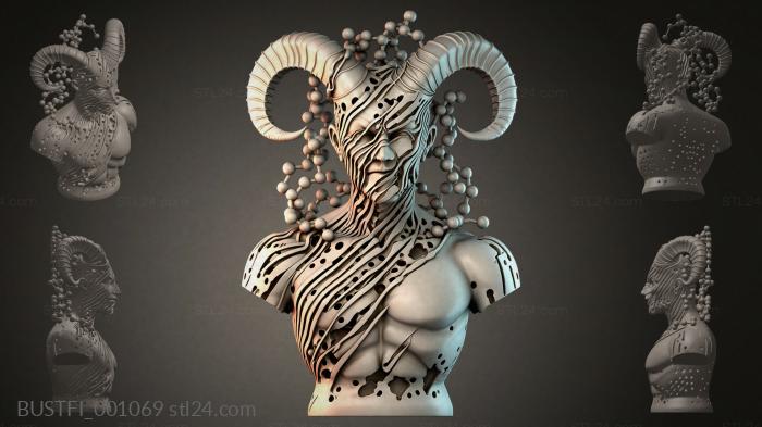 Fantasy busts (Bust of a Horned Creature, BUSTFI_001069) 3D models for cnc