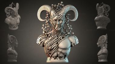 Fantasy busts Bust of a Horned Creature 3d model