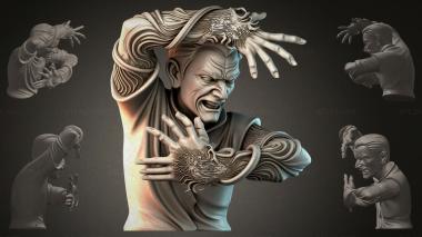 Fantasy busts Warrior bust with hands 3d model