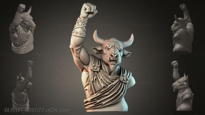 Bust of a bull with a raised arm 3d STL model
