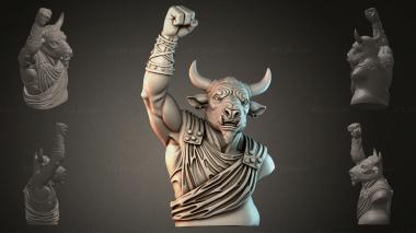 Fantasy busts Bust of a bull with a raised arm 3d model