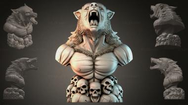 Fantasy busts Wolf on Turtles 3d model