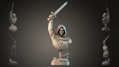 Fantasy busts Bust of a warrior with a sword 3d model