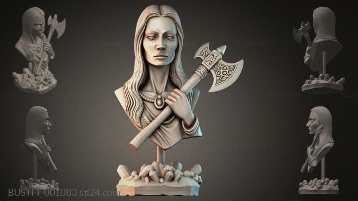 Bust of a woman with an axe 3d STL model
