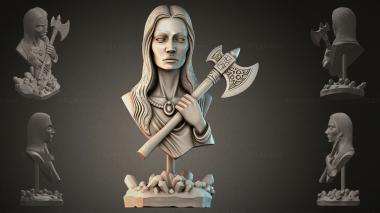 Fantasy busts Bust of a woman with an axe 3d model