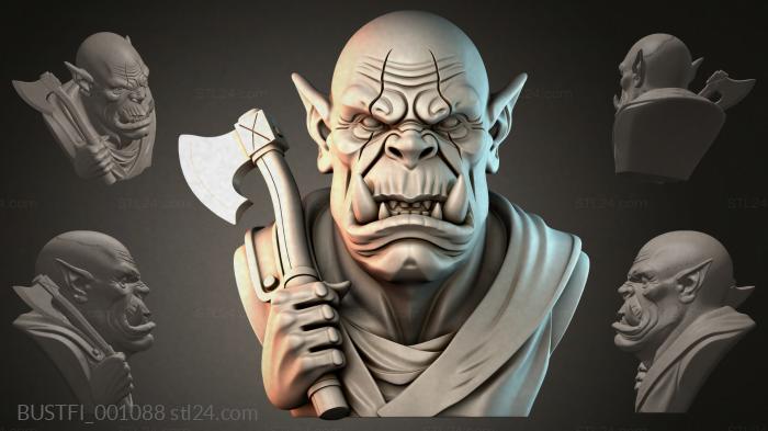 Orc bust with an axe 3d STL model