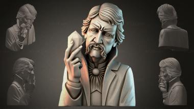 Fantasy busts Mans bust with crystal 3d model