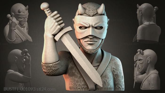 Bust of a warrior with a sword 3d STL model