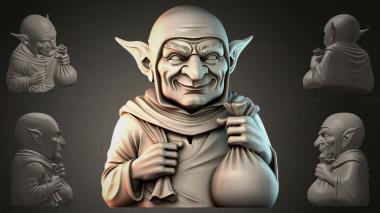 Fantasy busts Goblin figurine with a bag 3d model
