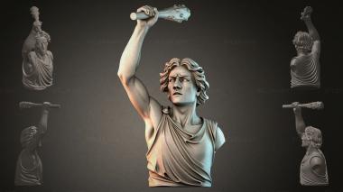 Fantasy busts Antique bust with a baton 3d model