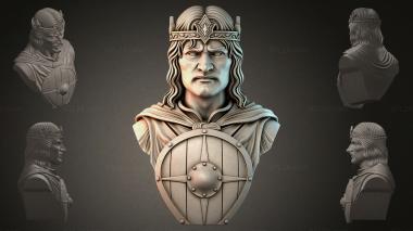 Fantasy busts Bust of a warrior with a shield 3d model