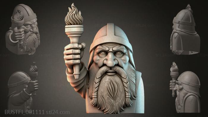 Bust of a warrior with a torch 3d STL model