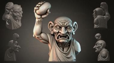 Fantasy busts Evil Dwarf Sculpture 3d model
