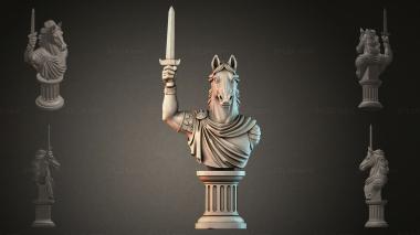 Fantasy busts Bust of a horse with a sword 3d model
