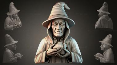 Fantasy busts Mage with a Crystal 3d model