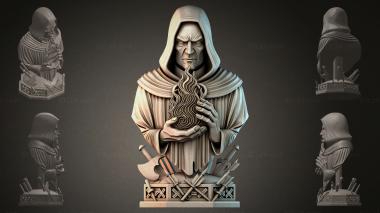 Fantasy busts Sorcerer figurine with staff 3d model