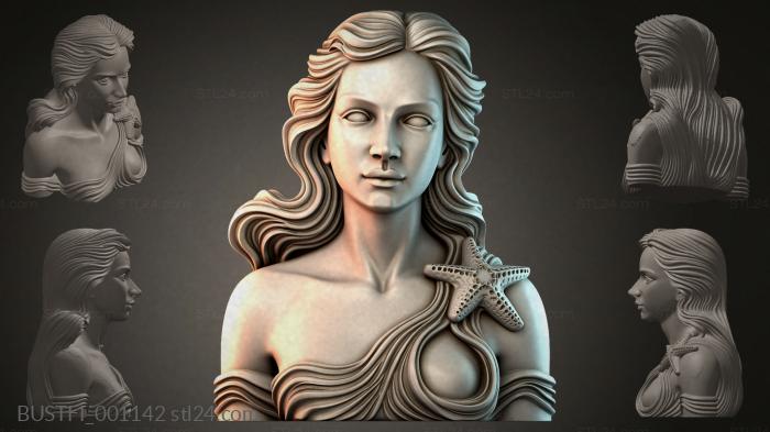 Fantasy busts (Bust of a girl with a starfish, BUSTFI_001142) 3D models for cnc