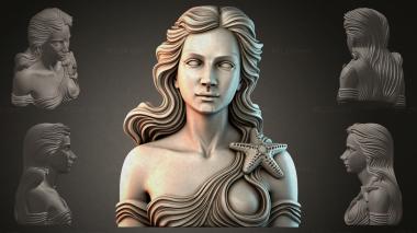 Fantasy busts Bust of a girl with a starfish 3d model