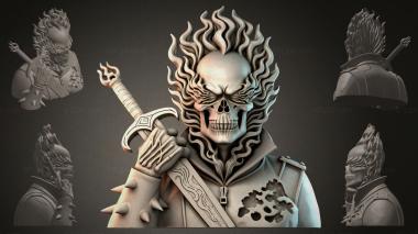Fantasy busts Fire Skeleton Bust 3d model