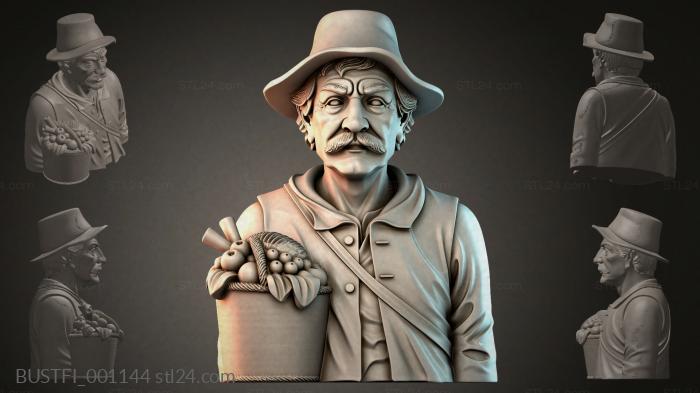 Bust of a man in a hat 3d STL model