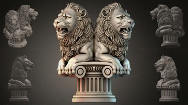 Fantasy busts Lions on a Column 3d model