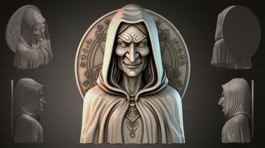Fantasy busts Hooded mask 3d model