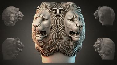 Fantasy busts Double-headed lion head 3d model