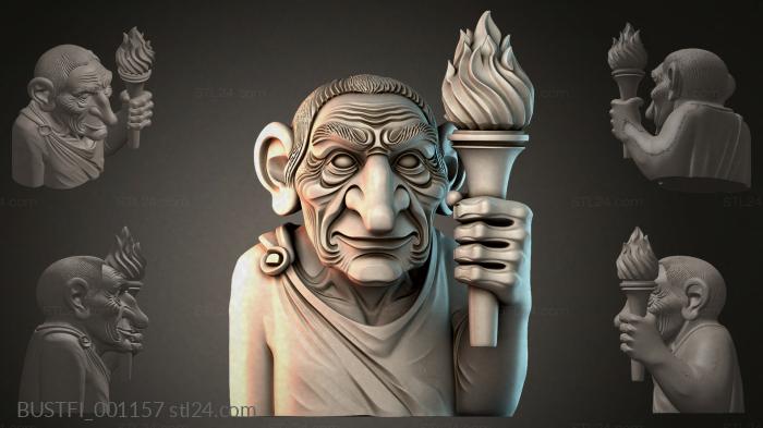 Bust of an old man with a torch 3d STL model