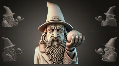 Fantasy busts Magician with a Ball 3d model