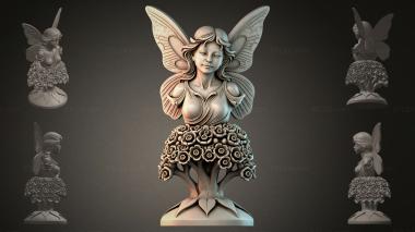 Fantasy busts Fairy with Flowers Figurine 3d model