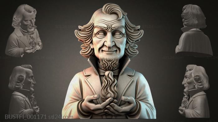 Bust of a man with a beard 3d STL model