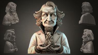 Fantasy busts Bust of a man with a beard 3d model