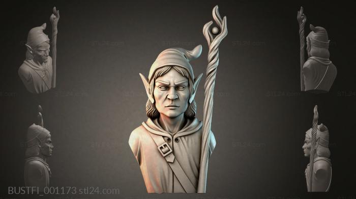 Bust of an Elf with a Staff 3d STL model