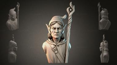 Fantasy busts Bust of an Elf with a Staff 3d model