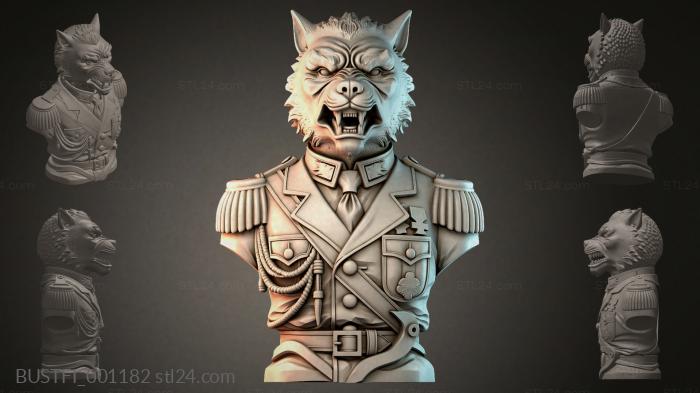 Bust of a wolf in uniform 3d STL model