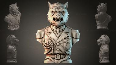 Fantasy busts Bust of a wolf in uniform 3d model