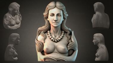 Fantasy busts Bust of a woman with beads 3d model