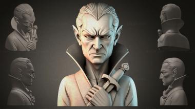 Fantasy busts Vampire bust with sword 3d model