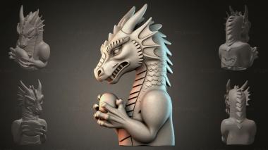 Fantasy busts Dragon bust with egg 3d model