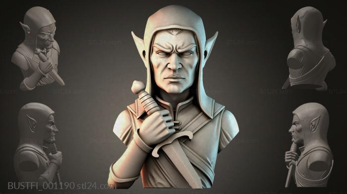 Bust of an Elf with a Sword 3d STL model