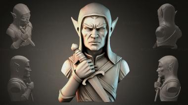Fantasy busts Bust of an Elf with a Sword 3d model