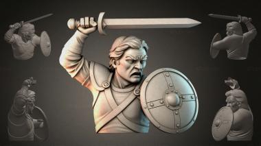 Fantasy busts Bust of a warrior with a sword 3d model