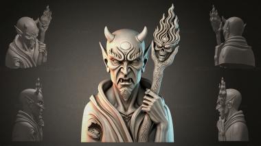 Fantasy busts Bust of a Demon with a Staff 3d model