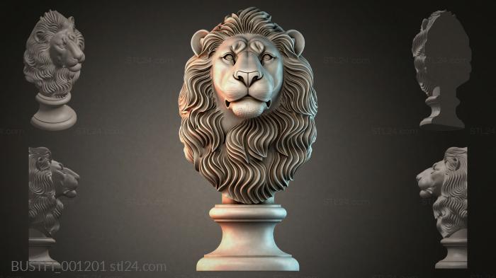 Bust of a lion on a pedestal 3d STL model